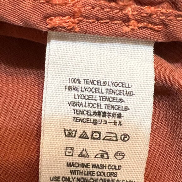 Free People Rust Orange Tencel Lyocell Belted Long Trench Coat Jacket Size M - Picture 7 of 11